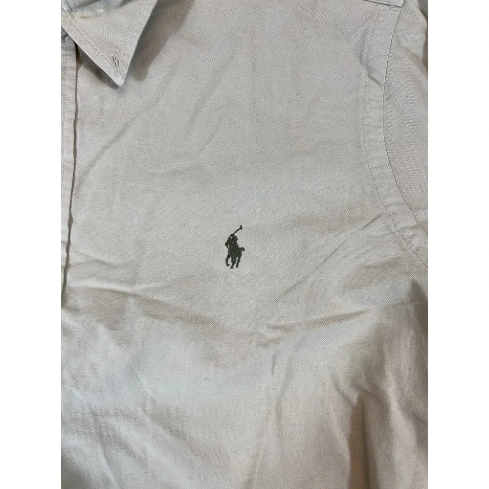 Polo Ralph Lauren Button Down Shirt Mens Large Beige Long Sleeve Minimalist